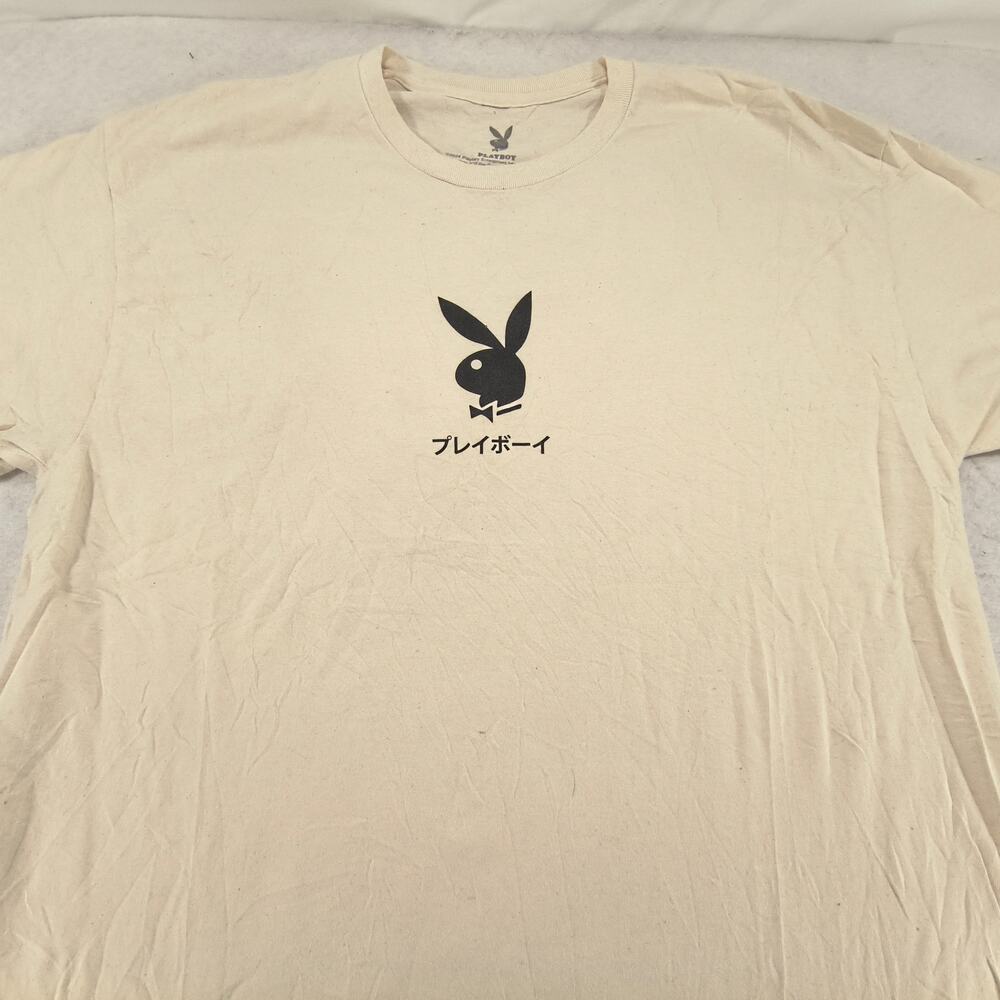 Playboy Graphic Casual Short Sleeve Crew Neck T Shirt Mens Size XL White